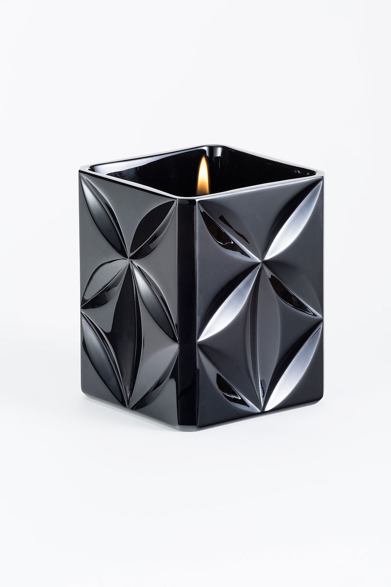 Lipe Candle - Shiny Black Crystal Geometric Floral Patterns