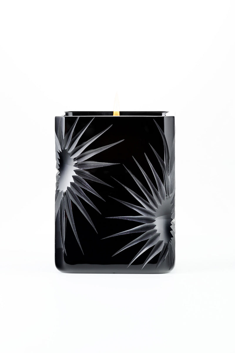 Lipe Candle - Polished Black Crystal Engraved