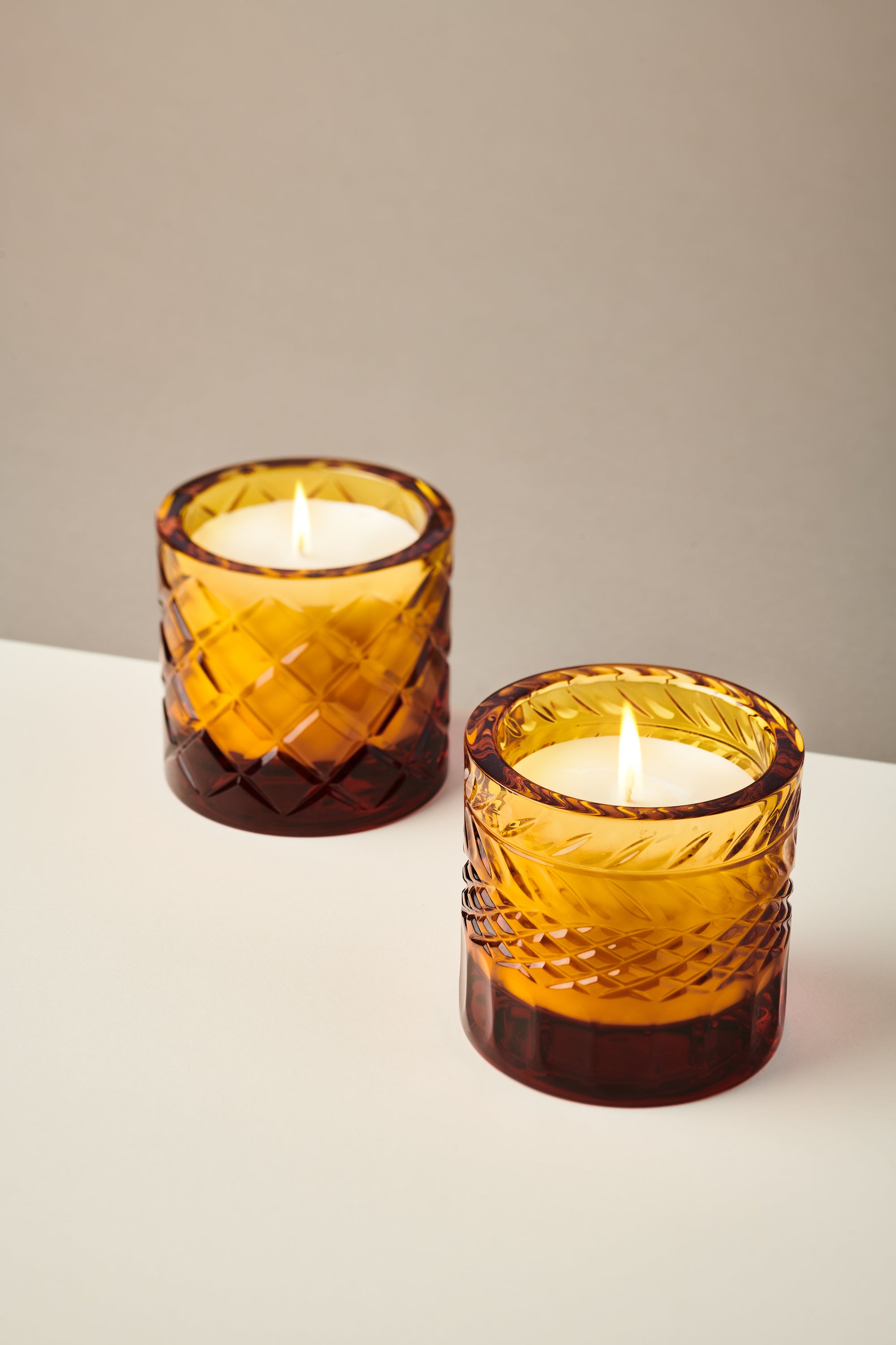 Lidia Candle - Amber Crystal Autumn Leaf Motif