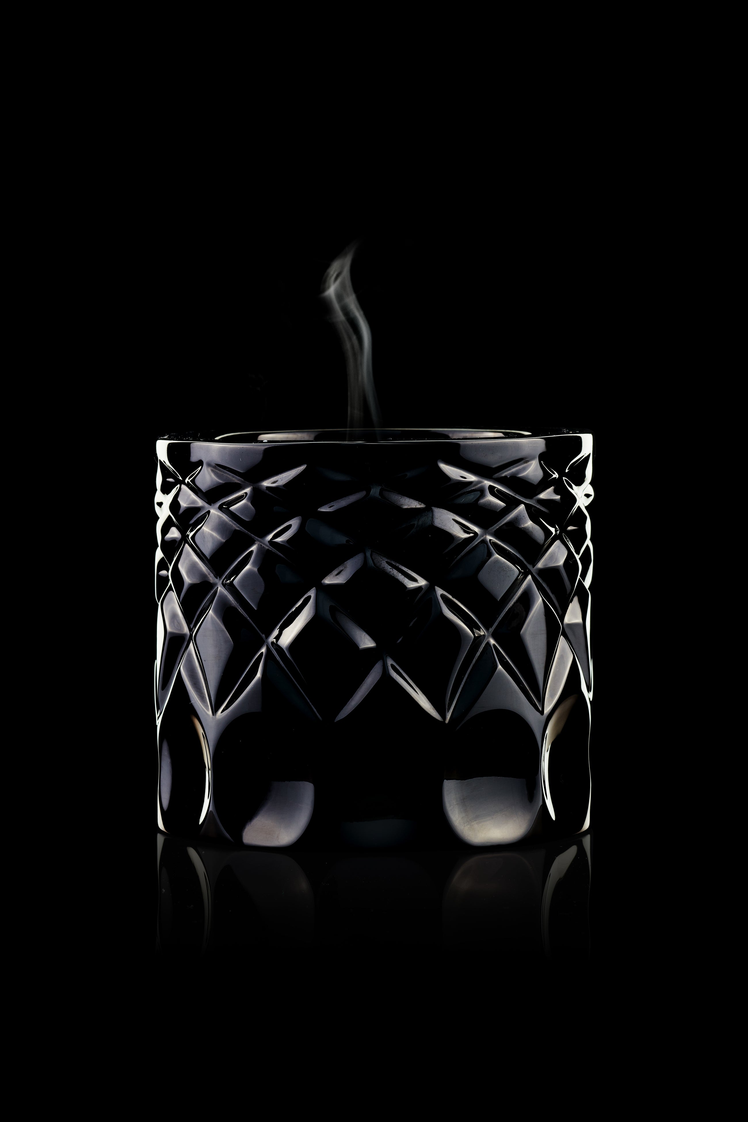 Lidia Candle - Black Crystal Carved Pattern