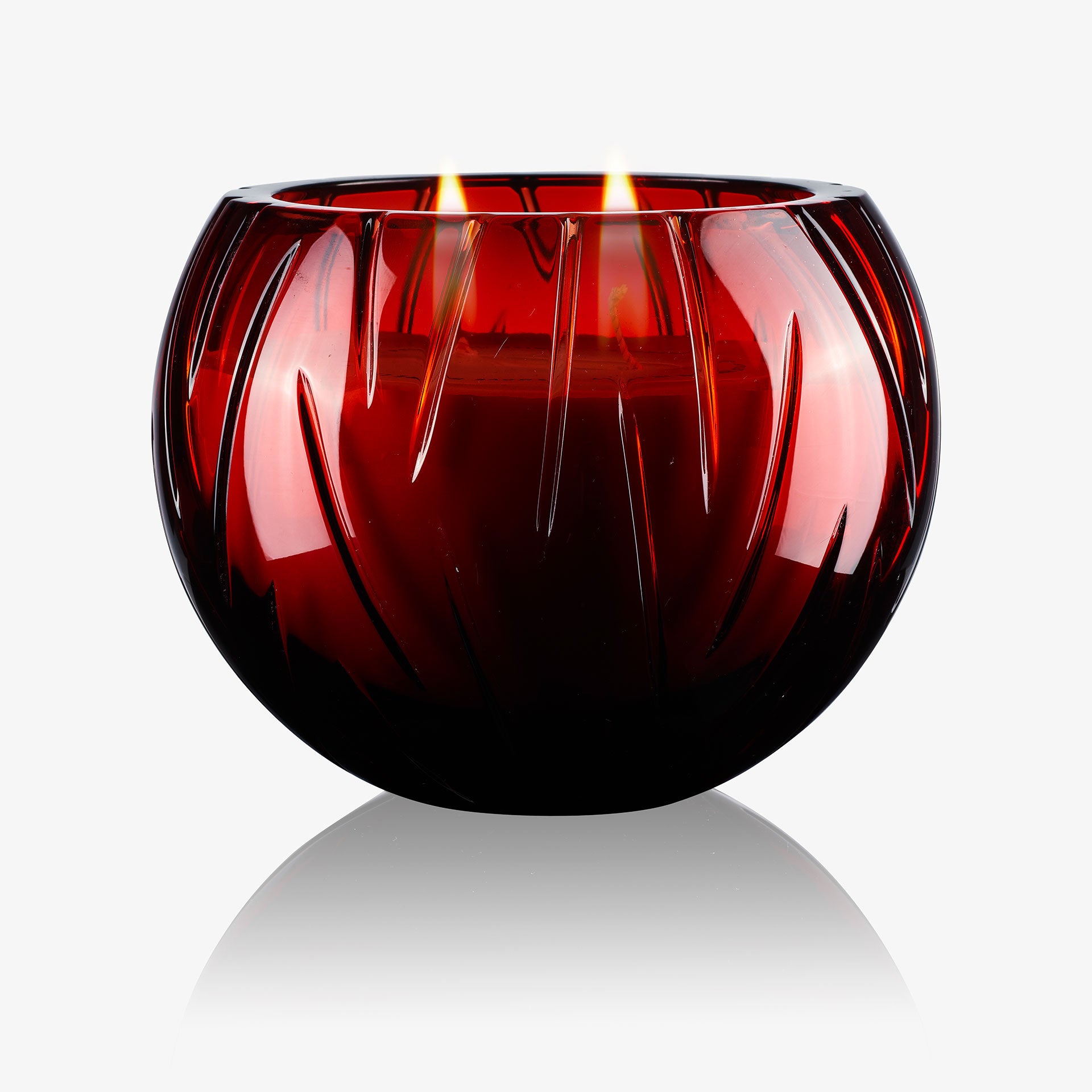 Louisa Candle - Crystal with Vertical Cuts Red