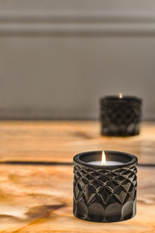 Lidia Candle - Black Crystal Carved Pattern