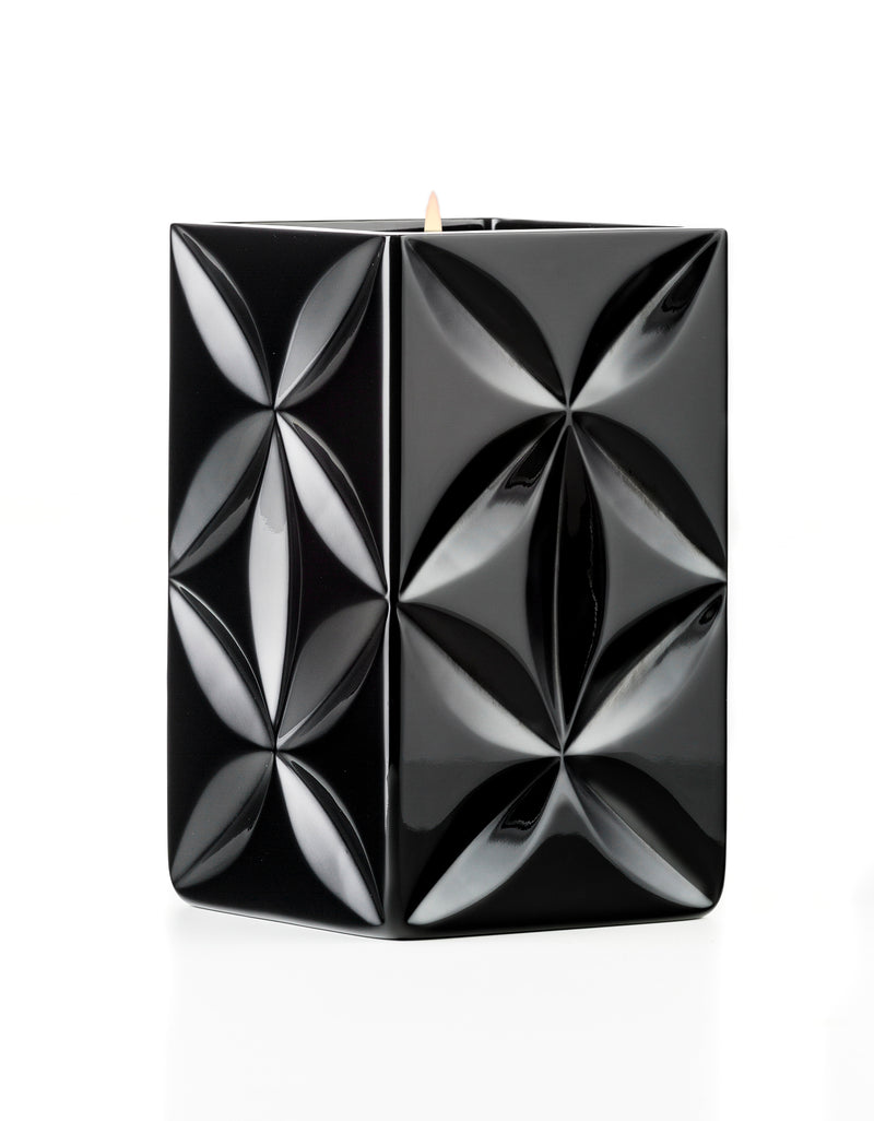 Lipe Candle - Shiny Black Crystal Geometric Floral Patterns