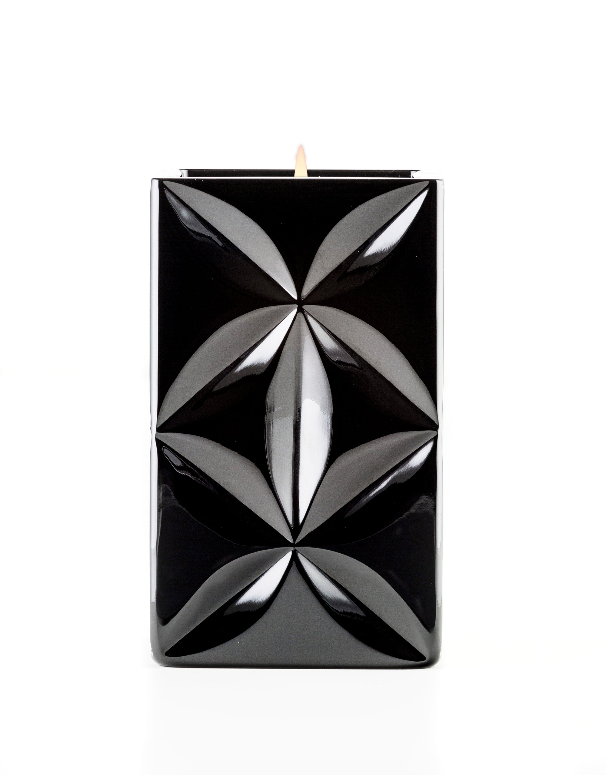 Lipe Candle - Shiny Black Crystal Geometric Floral Patterns