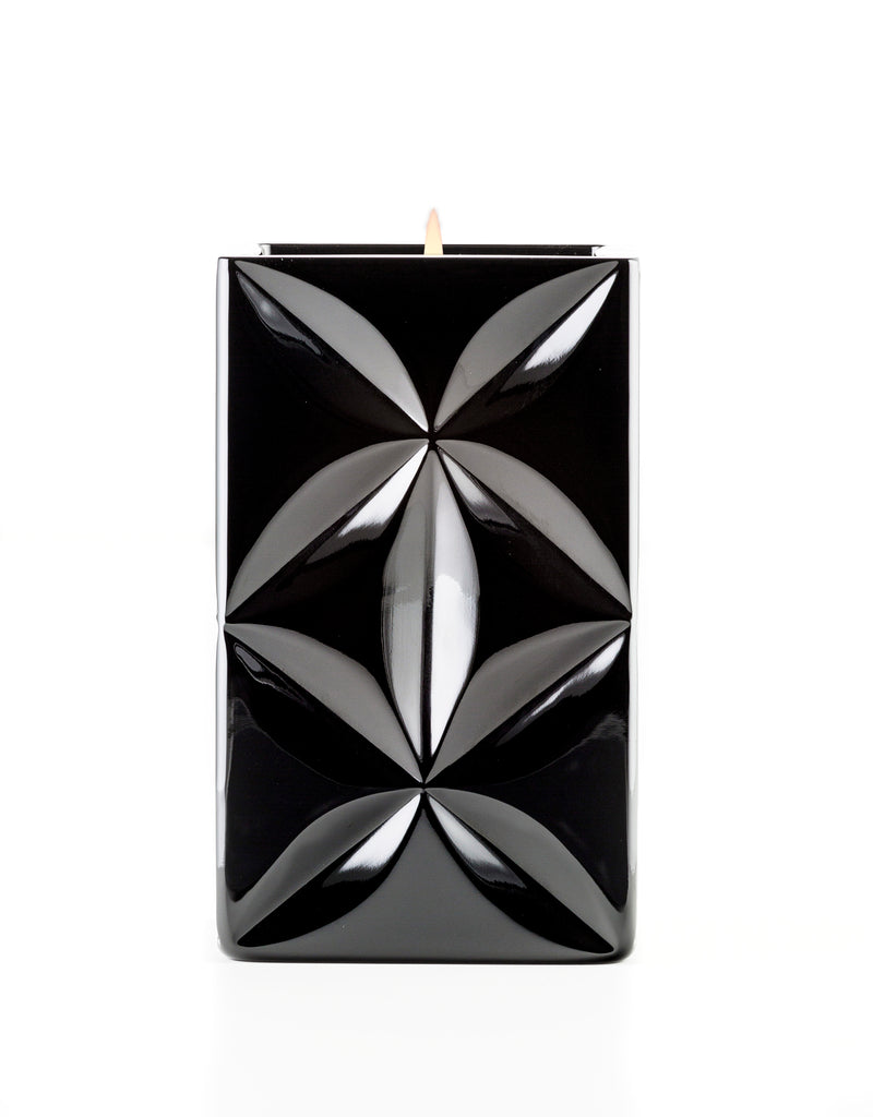 Lipe Candle - Shiny Black Crystal Geometric Floral Patterns