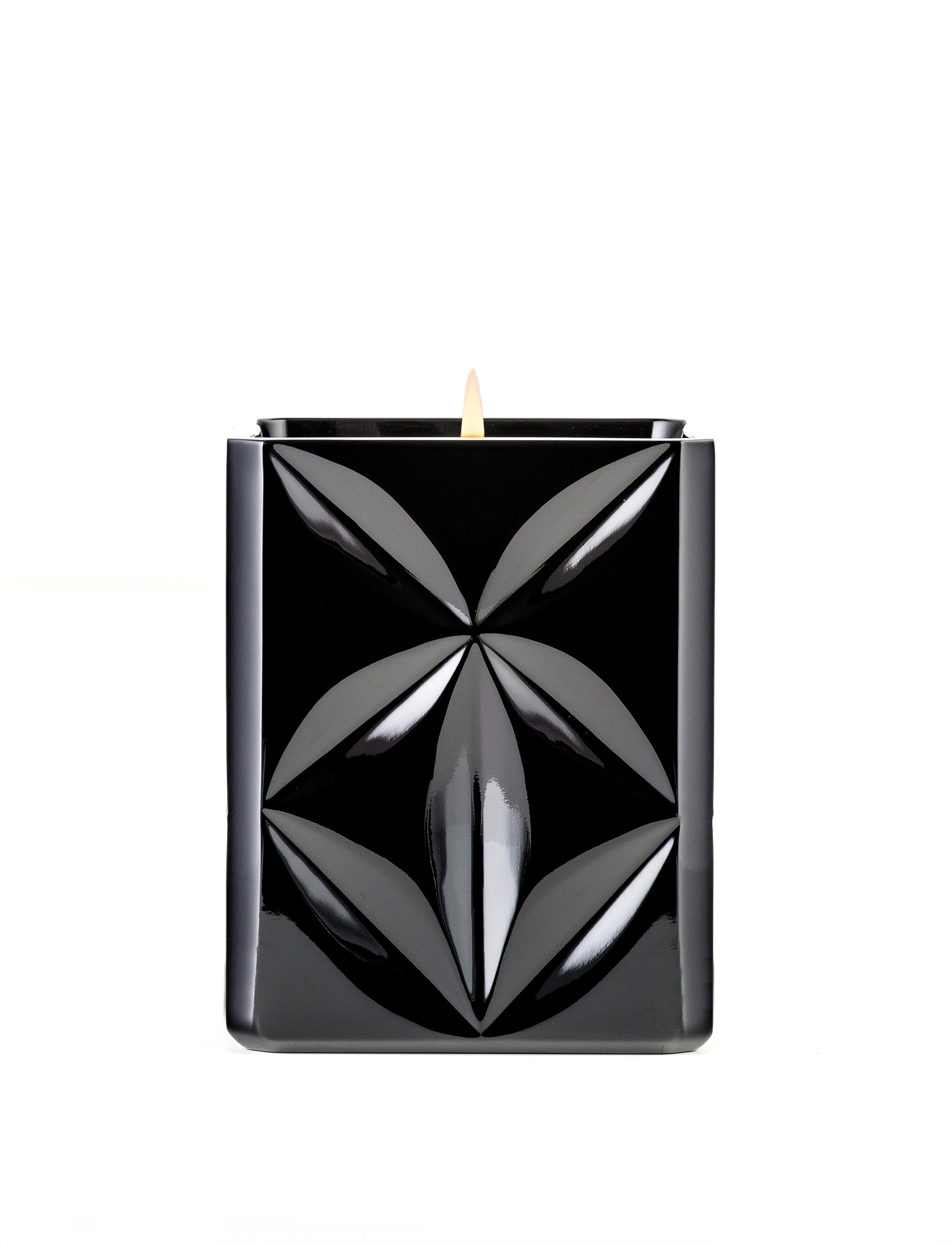 Lipe Candle - Shiny Black Crystal Geometric Floral Patterns